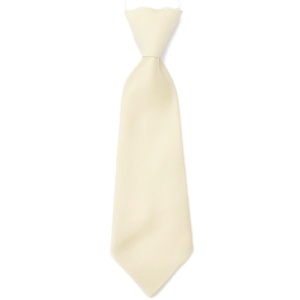 Boys Ivory Plain Satin Tie on Elastic